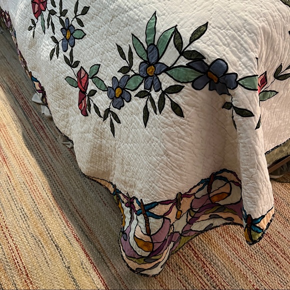 Limited Edition Quilt Floral And Dragonfly Stain Glass Window Style King Size - Picture 8 of 16